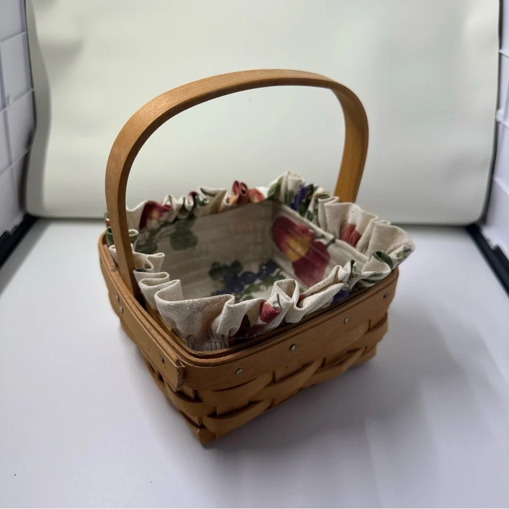 Longaberger Tarrogon Small Square Woven Basket - Fabric‎ Liner - Plastic Liner